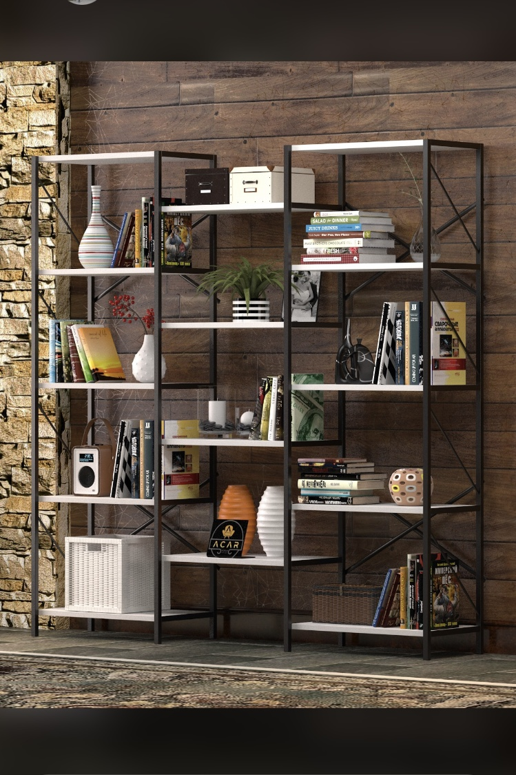 Maxi Kitaplık Metal Raf 180x185x30