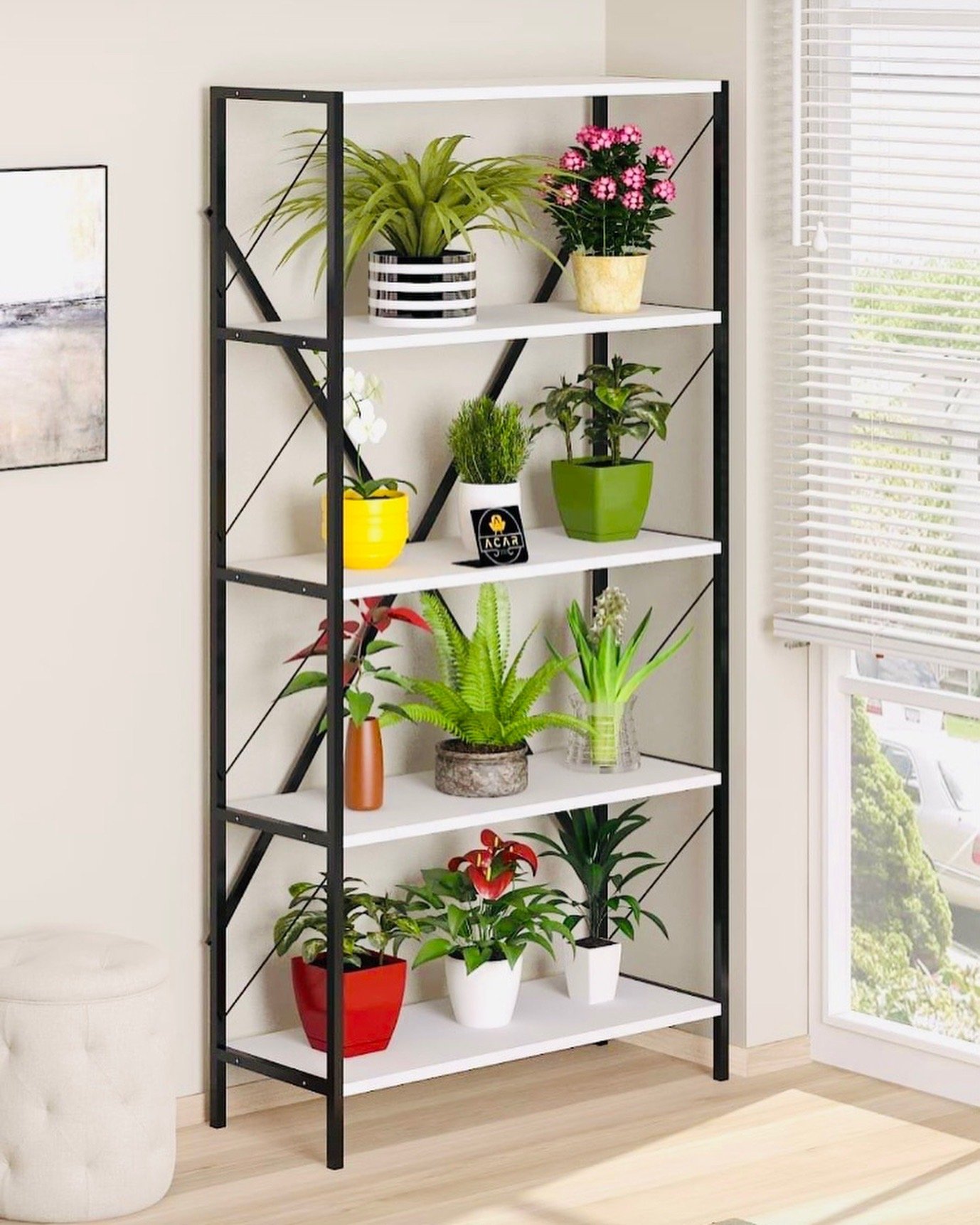 180x90x34 Beş Raflı Metal Kitaplık  Çok Amaçlı Raf